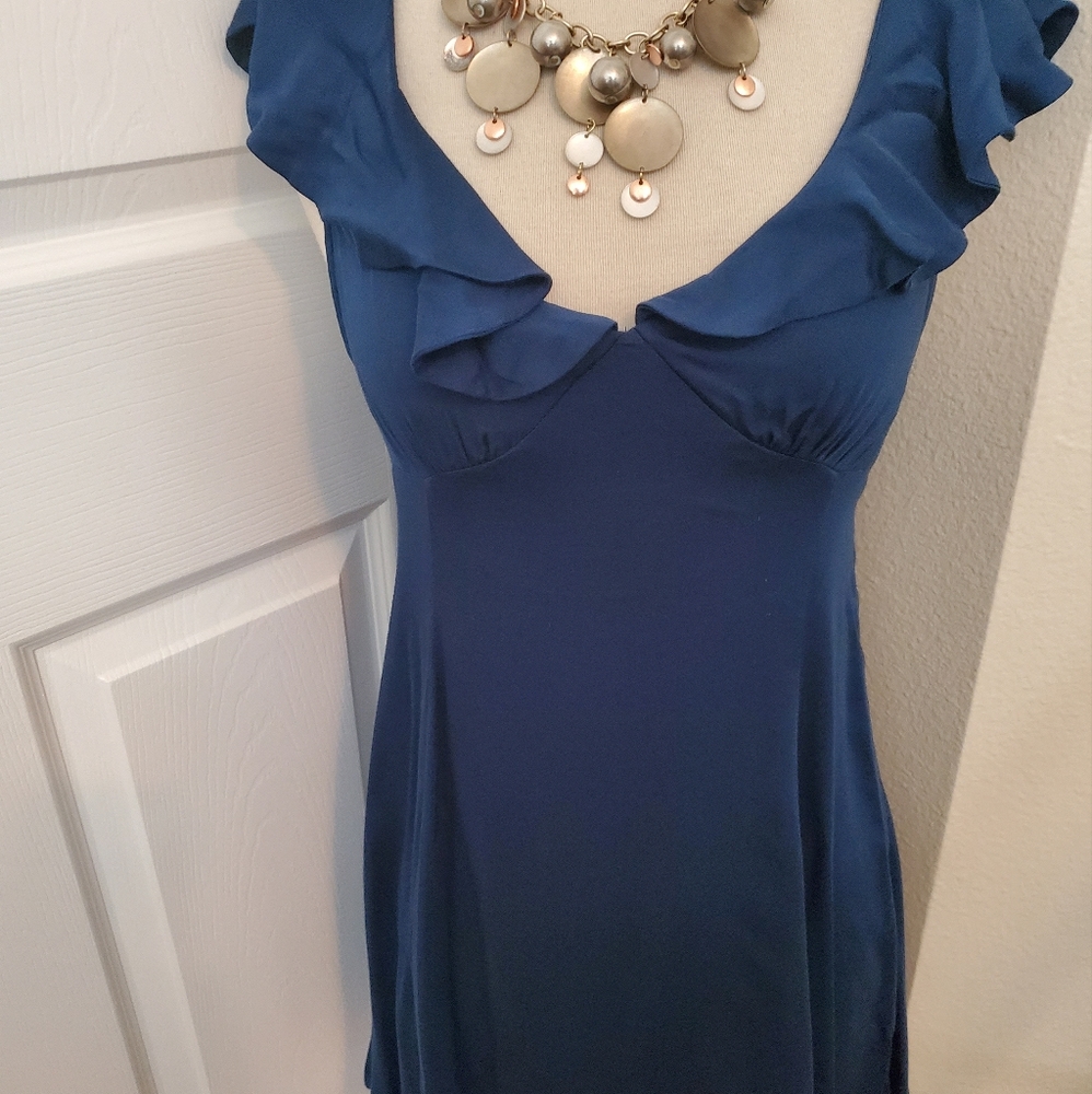 NEW Kimchi Blue Navy Marlin Scopp Ruffle Mini Dress Women's Size Small